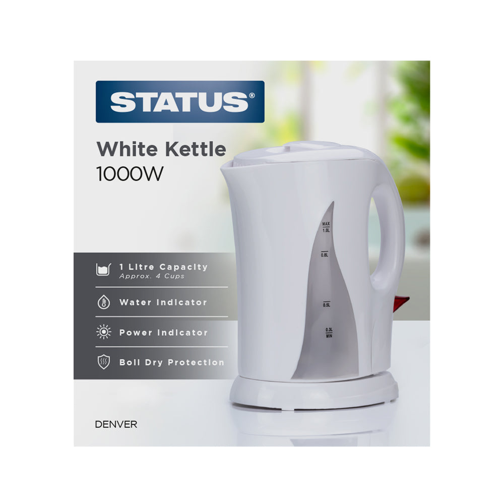 Denver - White - 1 Litre - Kettle - 1.1kw - 1 pk - in Glossy Retail Box