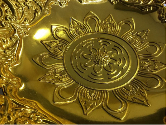 Designer Tray Jewelled Gold Plastic