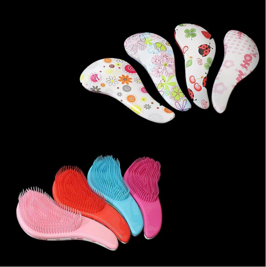 Detangling Hair Brush Comb with Printed Design 18 cm Assorted Colours