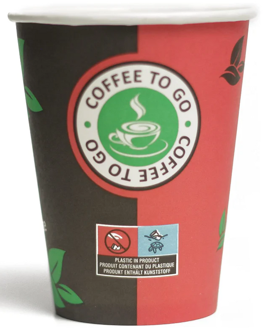 Disposable Plastic Lined Paper Drinking Cups Pack of 50 12oz Black Red