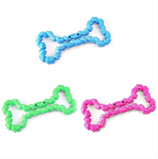 Dog Bone Shaped Teething Fetching Silicone Pet Toy 18 cm Assorted Colours