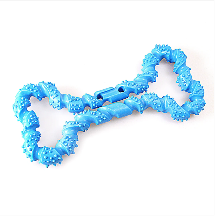Dog Bone Shaped Teething Fetching Silicone Pet Toy 18 cm Assorted Colours