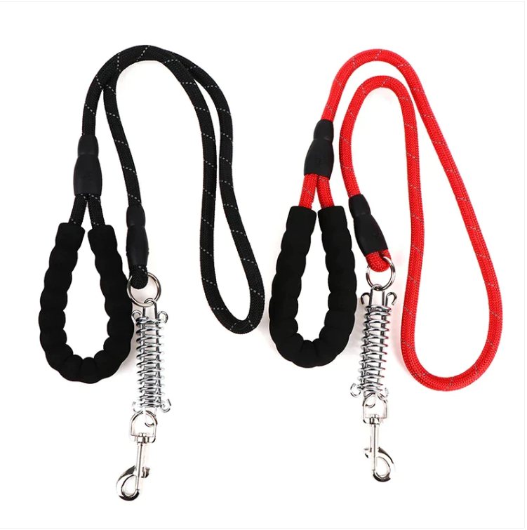 Dog Leash Rope Foam Grip Steel Spring Buckle Clip Assorted Colours