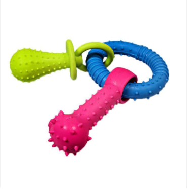 Dog Puppy Toy Colourful Ring Dummy Toy Ring With Chewy Dummy and Bone