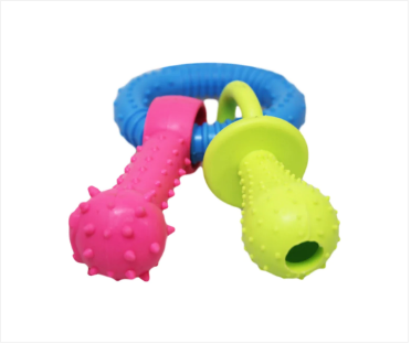Dog Puppy Toy Colourful Ring Dummy Toy Ring With Chewy Dummy and Bone