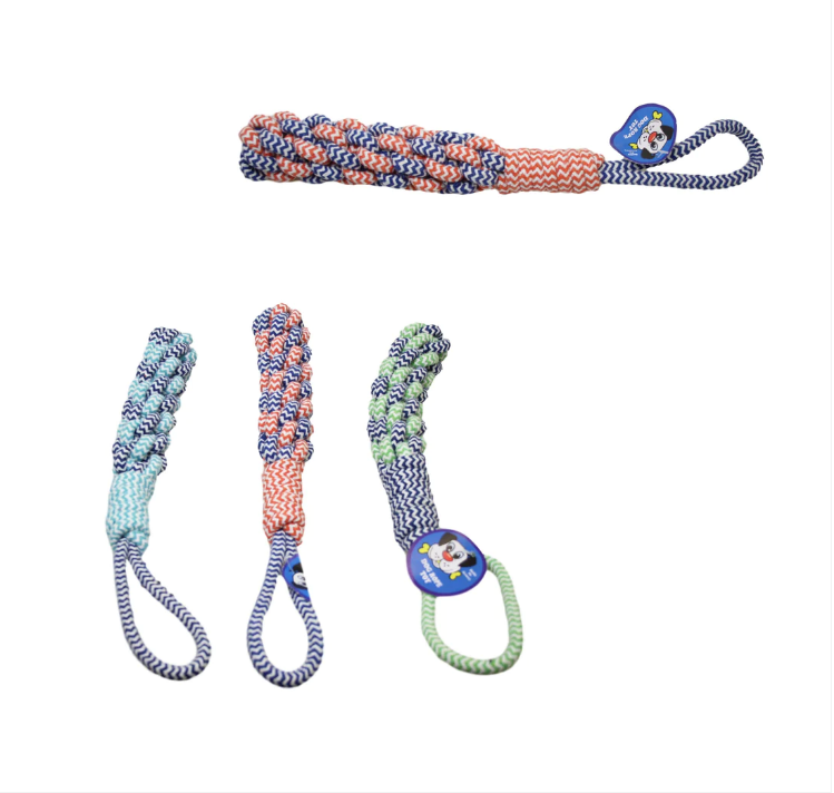 Dog Rope Teething Fetch Indoor Outdoor Toy Playing Rope 39 x 5 cm Assorted Colours