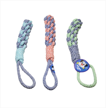Dog Rope Teething Fetch Indoor Outdoor Toy Playing Rope 39 x 5 cm Assorted Colours