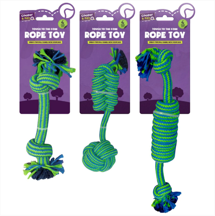 Dog Rope Toys Green Blue 3 Assorted Designs