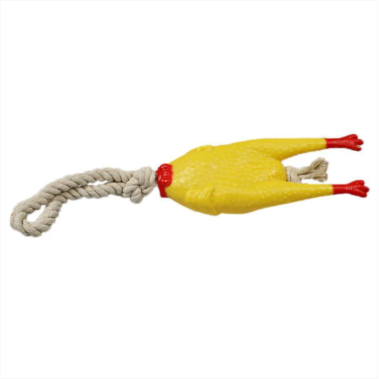Dog Toy Chicken With Rope Teething Fetch Toy