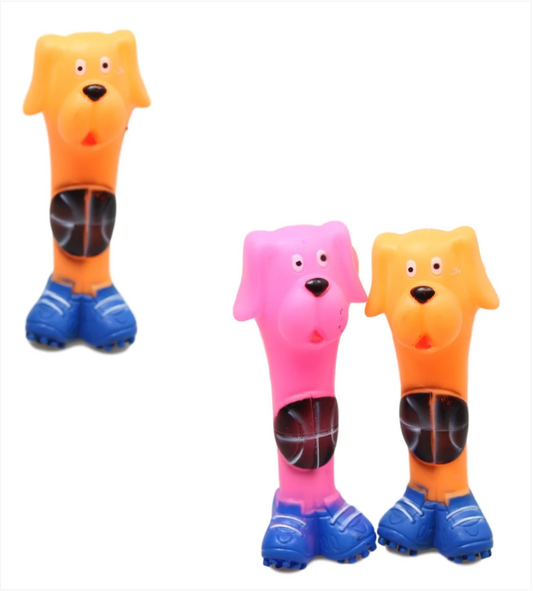 Dogs Chewing Bone Squeezy Silicone Toy Fun Cats Dogs Toy Orange Pink 17cm