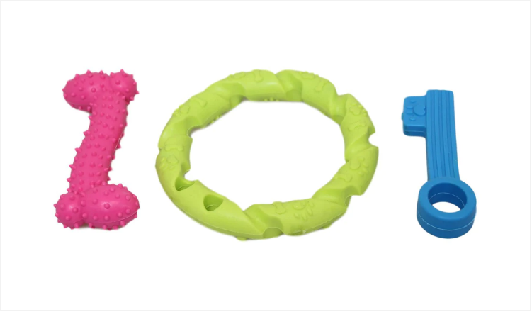 Dogs Fun Toys Teething Chewing Playing Silicone Set Pet Supplies 3 Pack 10cm