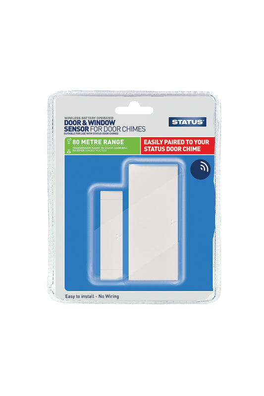 Door & Window Sensor - Door Chime Compatable - White - Cable Free - Uses 1 x CR2032 Battery (Not Included) - 1 pk - in a Clam Shell