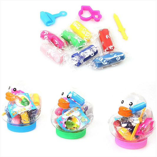 Duck Jar Plasticine Modelling Clay Kit With Tools Easy Travel Carry Handle Toy
