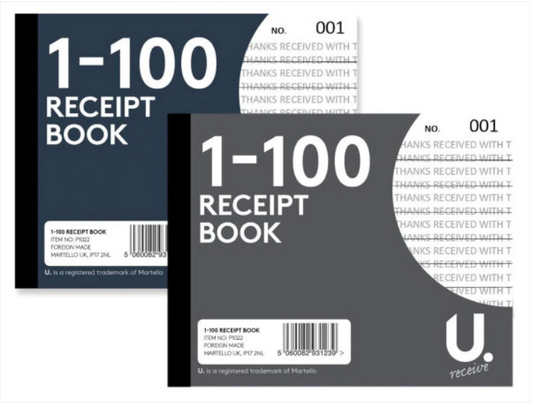 Duplicate Receipt Book 2 Assorted Designs Numbered 001-100/5 x 4''