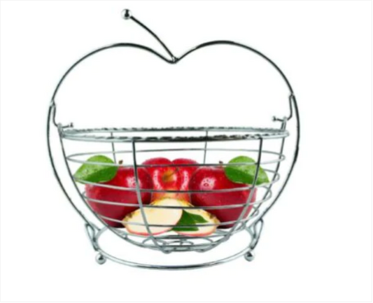 Durable Chrome Metal Fresh Fruit Baskets Apples Oranges Storage Bowl Kitchen