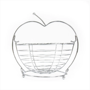 Durable Chrome Metal Fresh Fruit Baskets Apples Oranges Storage Bowl Kitchen