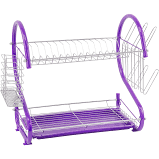 Durane 2 Tier Dish Drainer With Glass Holder & Drip Tray (Purple)