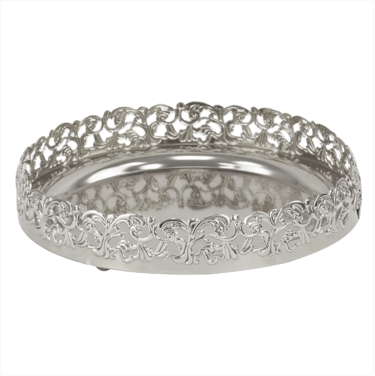 Durane Footed Tray Silver 20 x 5 cm