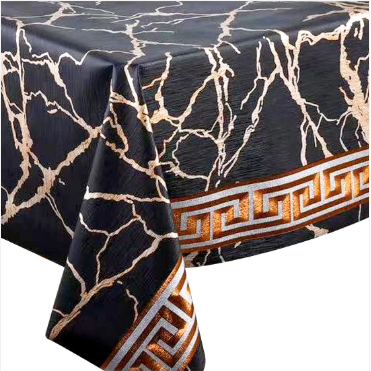 Durane Plastic Table Cover Roll Black Marble Gold Pattern Design 1.37x20m