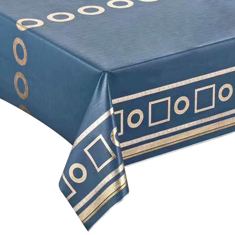 Durane Plastic Table Cover Roll Blue Gold Pattern Design 1.37x20m