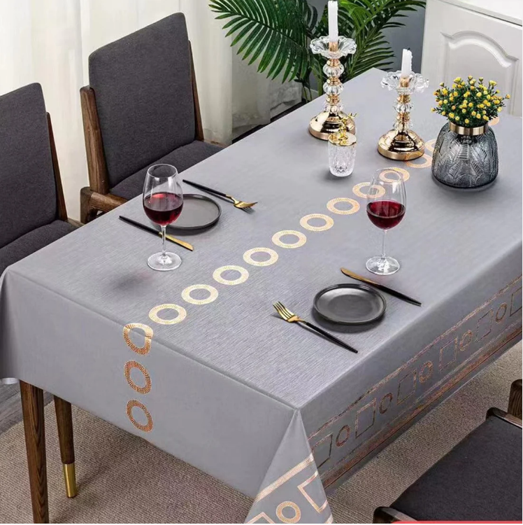 Durane Plastic Table Cover Roll Grey Gold Pattern Design 1.37x20m