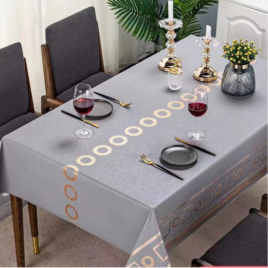 Durane Plastic Table Cover Roll Grey Gold Pattern Design 1.37x20m