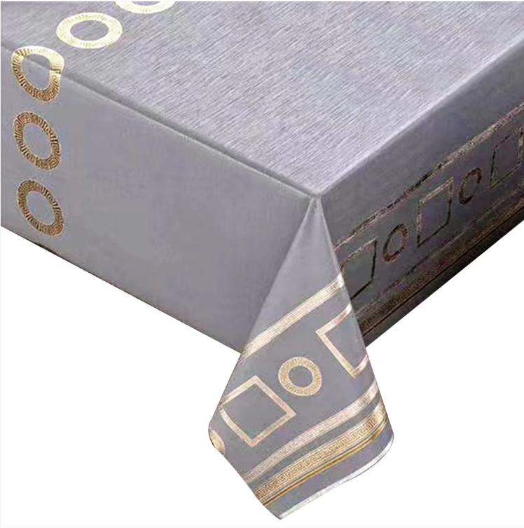 Durane Plastic Table Cover Roll Grey Gold Pattern Design 1.37x20m