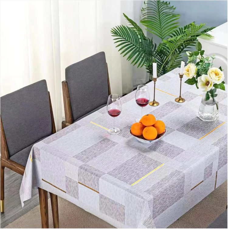 Durane Plastic Table Cover Roll Grey Square Design 1.37x20m