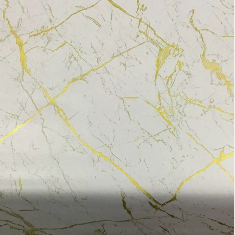 Durane Plastic Table Cover Roll White Gold Marble Design 1.37x20m