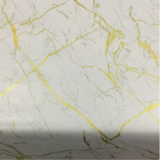 Durane Plastic Table Cover Roll White Gold Marble Design 1.37x20m
