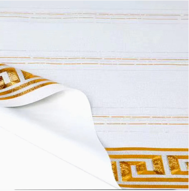 Durane Plastic Table Cover Roll White Gold Pattern Design 1.37x20m