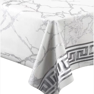 Durane Plastic Table Cover Roll White Marble Silver Pattern Design 1.37x20m