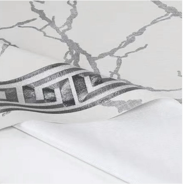 Durane Plastic Table Cover Roll White Marble Silver Pattern Design 1.37x20m