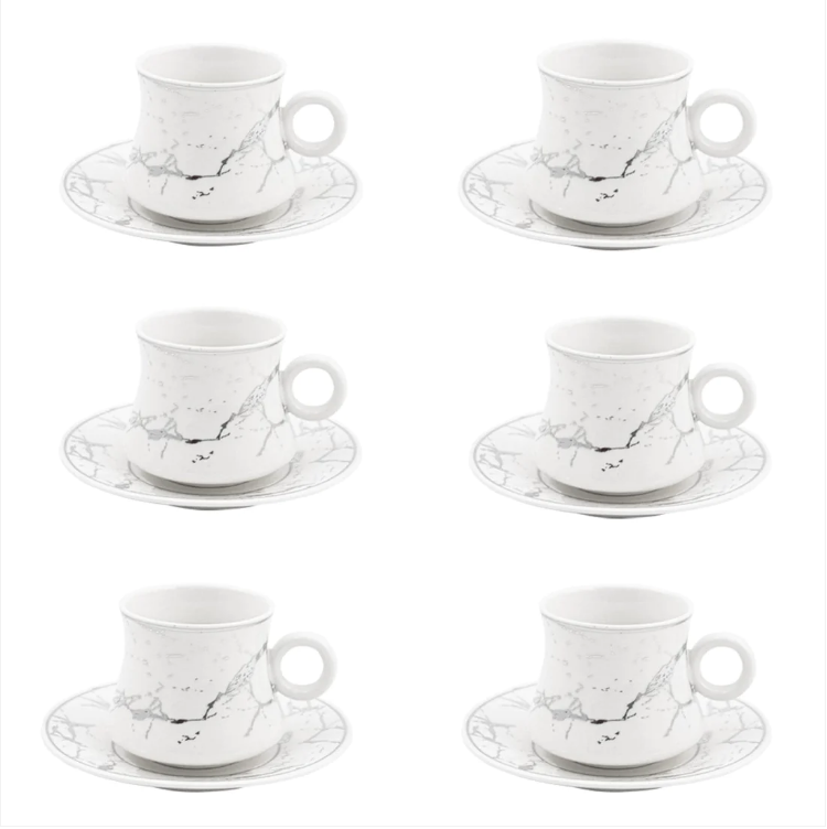 Durane Raku Tea Set 12pc White-Silver 175ml