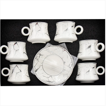 Durane Raku Tea Set 12pc White-Silver 175ml