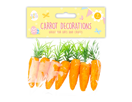 Easter Bonnet Carrot Decorations - 7 Pack