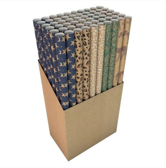 Eco Kraft Giftwrap Assorted Designs 2m x 70cm
