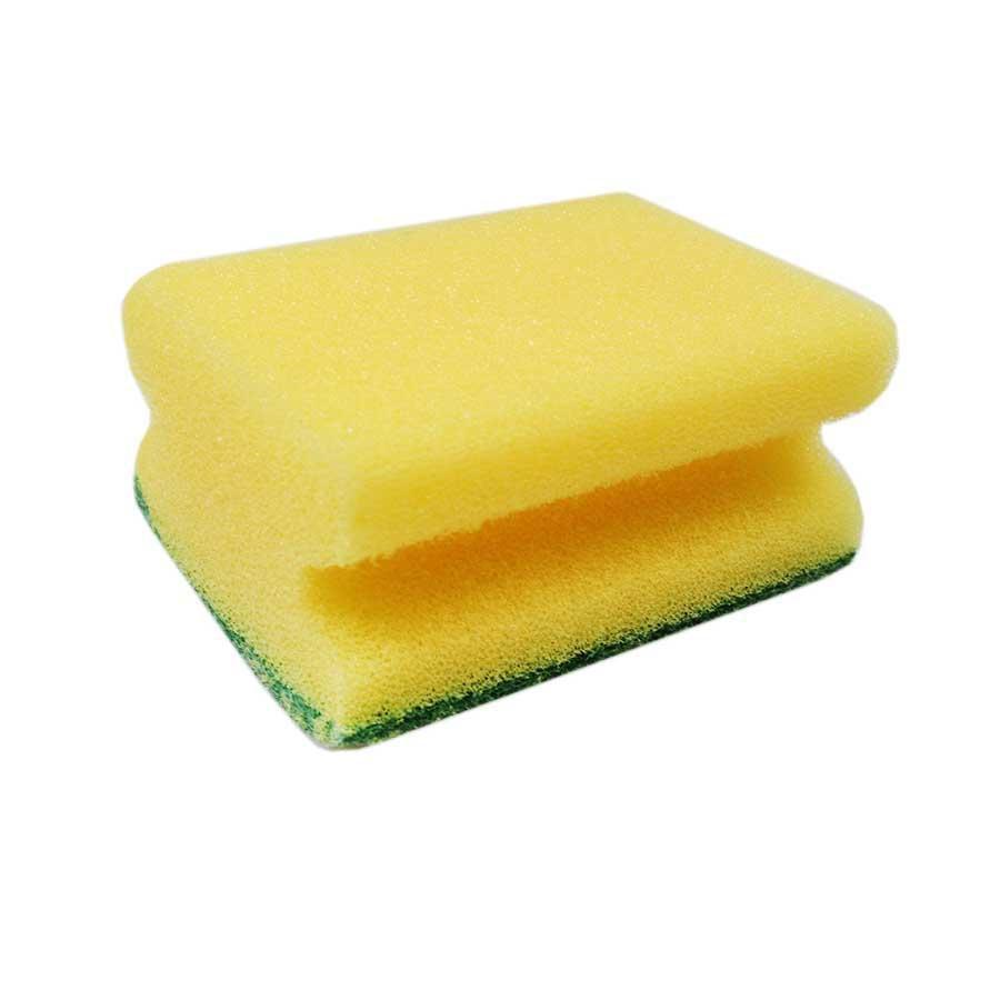Ecomax Yellow Double Sided Grooved Kitchen Washing Up Sponges Scourers Pack of 10