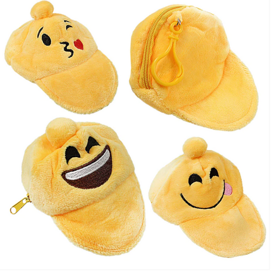 Emoji Soft Hat Cap Shaped Coin Purse 9 cm Assorted Designs