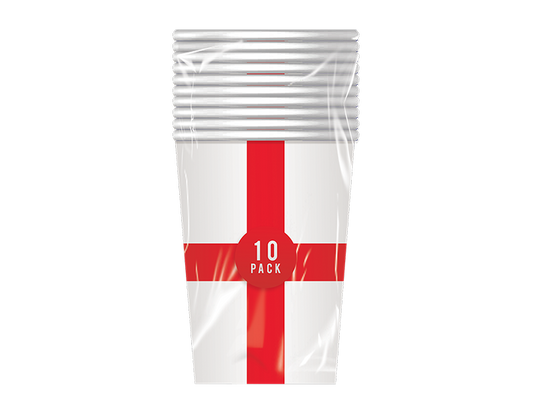 England Printed Paper Cup 270ml 10pk PDQ