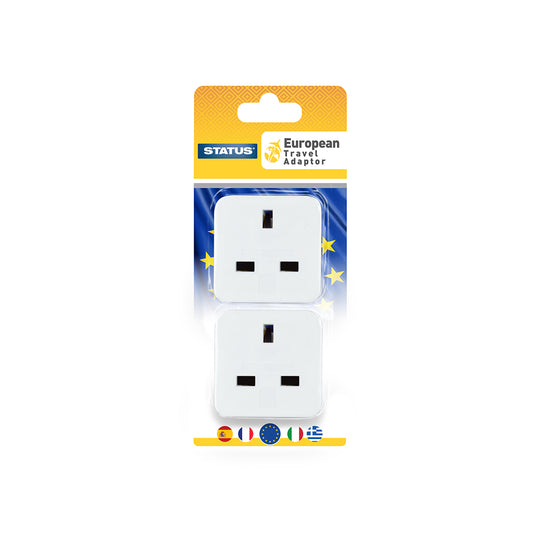 European Travel Adaptor - White - 2 pk - Blister Card