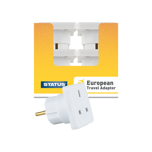 European Travel Adaptor - White - "bulk" - in Colour CDU
