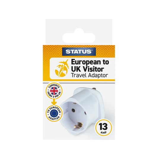 Euro to UK - Visitor Adaptor - White - 1 pk - Box