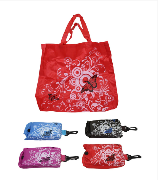 Expandable 2 in 1 Pocket Shopping Bag Carry Shopping Bag With Hook Assorted Colours x 1