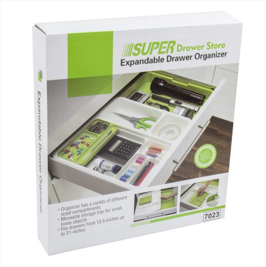Expandable Drawer Organiser White Green Super Drawer Storage
