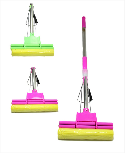 Expandable Squeeze Yellow Cleaning Sponge Mop Assorted Colours
