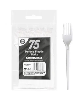 75pc Reusable Deluxe Plastic Forks