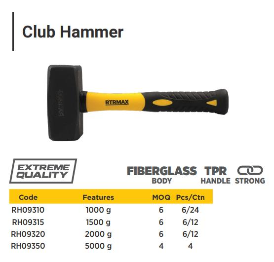 FIBREGLASS-HANDLED CLUB HAMMER 5,0 KG