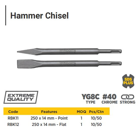 FLAT HAMMER CHISEL SDS-PLUS 250*14*20MM