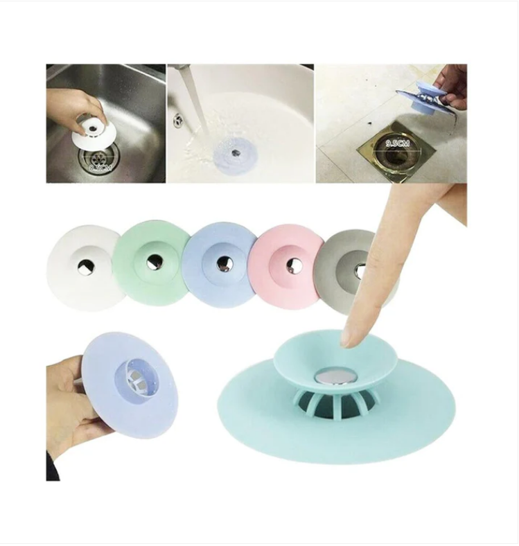 FLEX Silicone Drainer Strainer Sink Bathroom Kitchen PLUG and Hair Catcher x 1